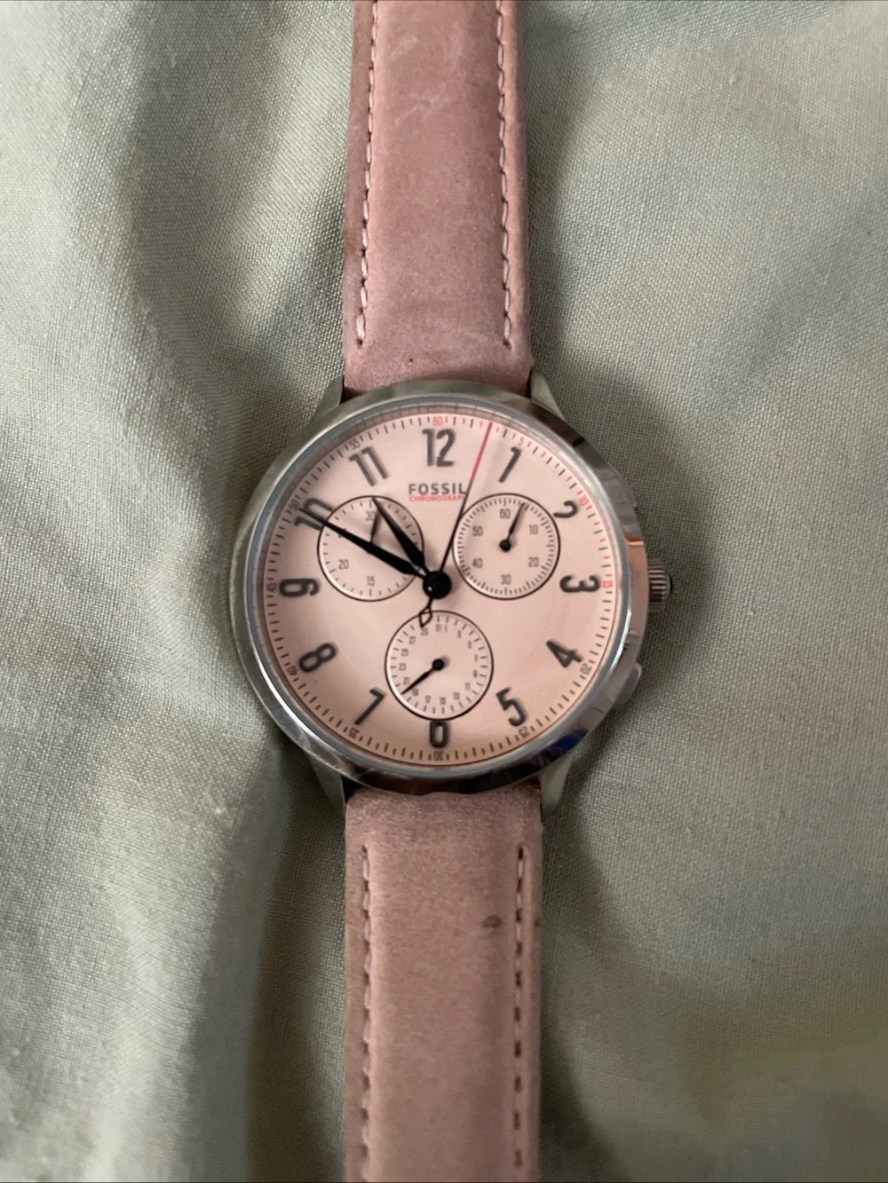 Fossil Blush Pink Leather Strap Chronograph Watch